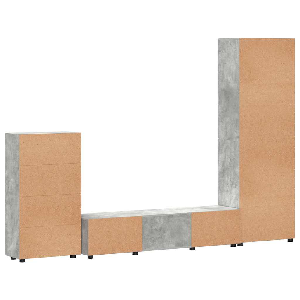 vidaXL Σετ επίπλου τηλεόρασης Σκυρόδεμα Γκρι Επεξεργασμένο ξύλο