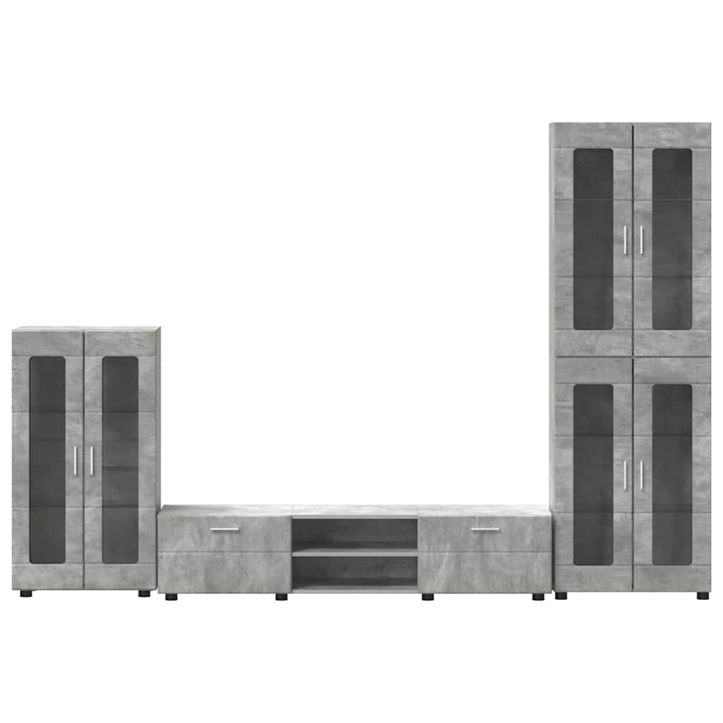 vidaXL Σετ επίπλου τηλεόρασης Σκυρόδεμα Γκρι Επεξεργασμένο ξύλο