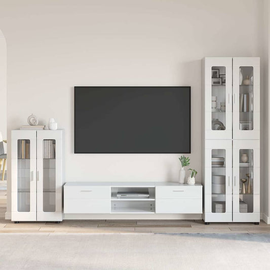 vidaXL Σετ επίπλου τηλεόρασης FLORIN 3 pcs Υψηλής γυαλάδας λευκό