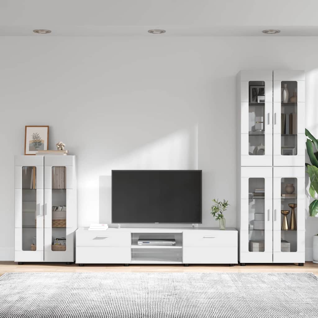 vidaXL Σετ επίπλου τηλεόρασης FLORIN 3 pcs Υψηλής γυαλάδας λευκό