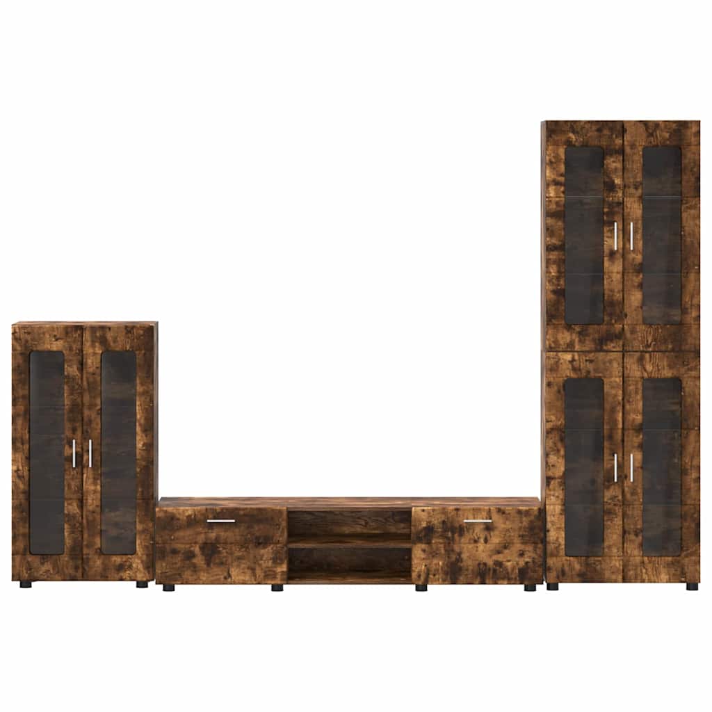 vidaXL Σετ επίπλου τηλεόρασης με ράφι Καπνιστό Δρύς Επεξεργασμένο ξύλο