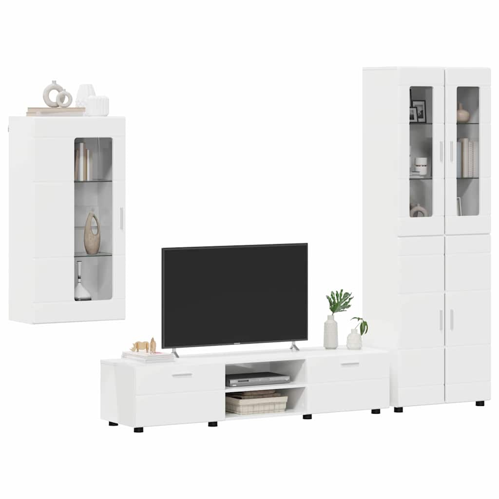 vidaXL Σετ επίπλου τηλεόρασης FLORIN 3 pcs Υψηλής γυαλάδας λευκό