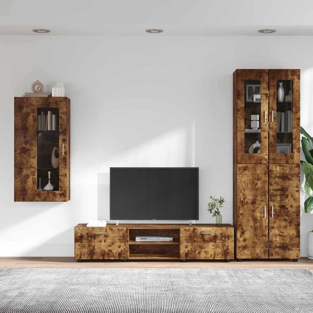 vidaXL Σετ επίπλου τηλεόρασης με συρτάρι FLORIN 3 pcs Καπνιστό Δρύς