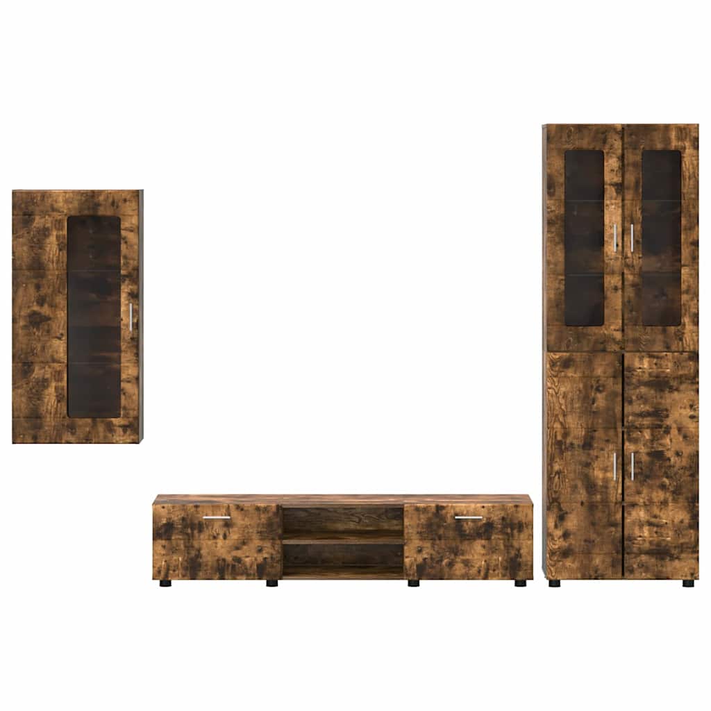 vidaXL Σετ επίπλου τηλεόρασης με συρτάρι FLORIN 3 pcs Καπνιστό Δρύς