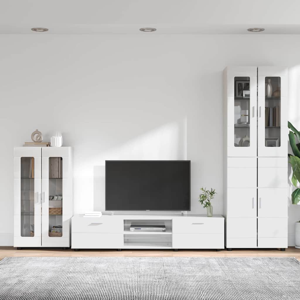 vidaXL Σετ επίπλου τηλεόρασης FLORIN 3 pcs Υψηλής γυαλάδας λευκό