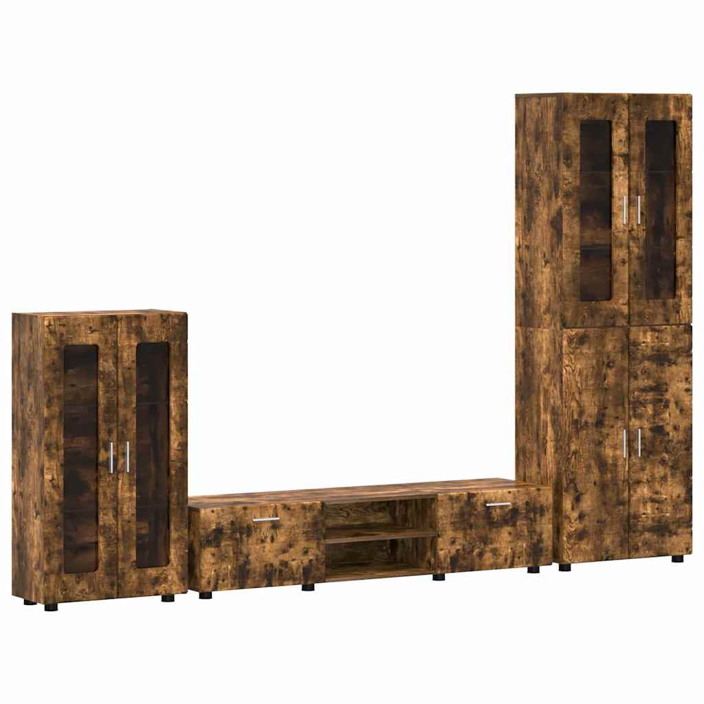 vidaXL Σετ επίπλου τηλεόρασης με ράφι Καπνιστό Δρύς Επεξεργασμένο ξύλο