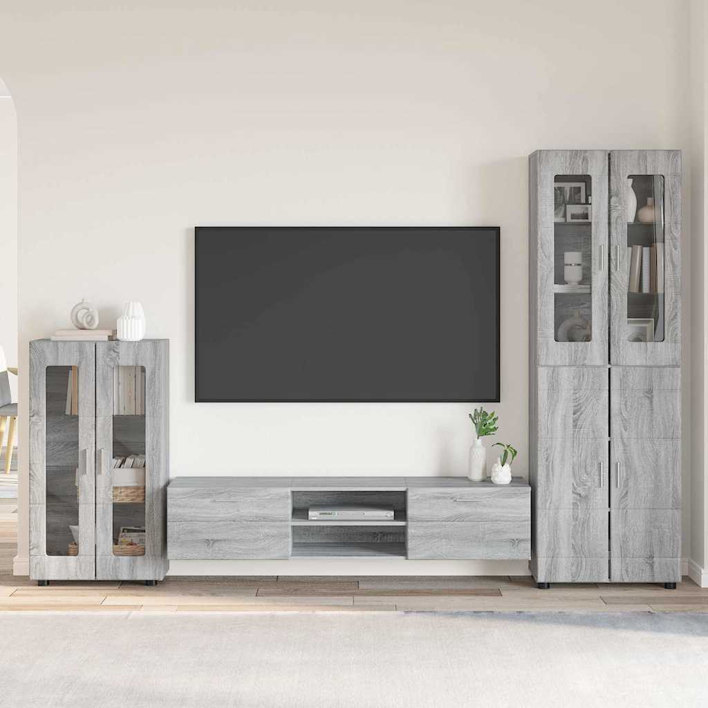vidaXL Σετ επίπλου τηλεόρασης με συρτάρι FLORIN 3 pcs Γκρίζο Σονομα