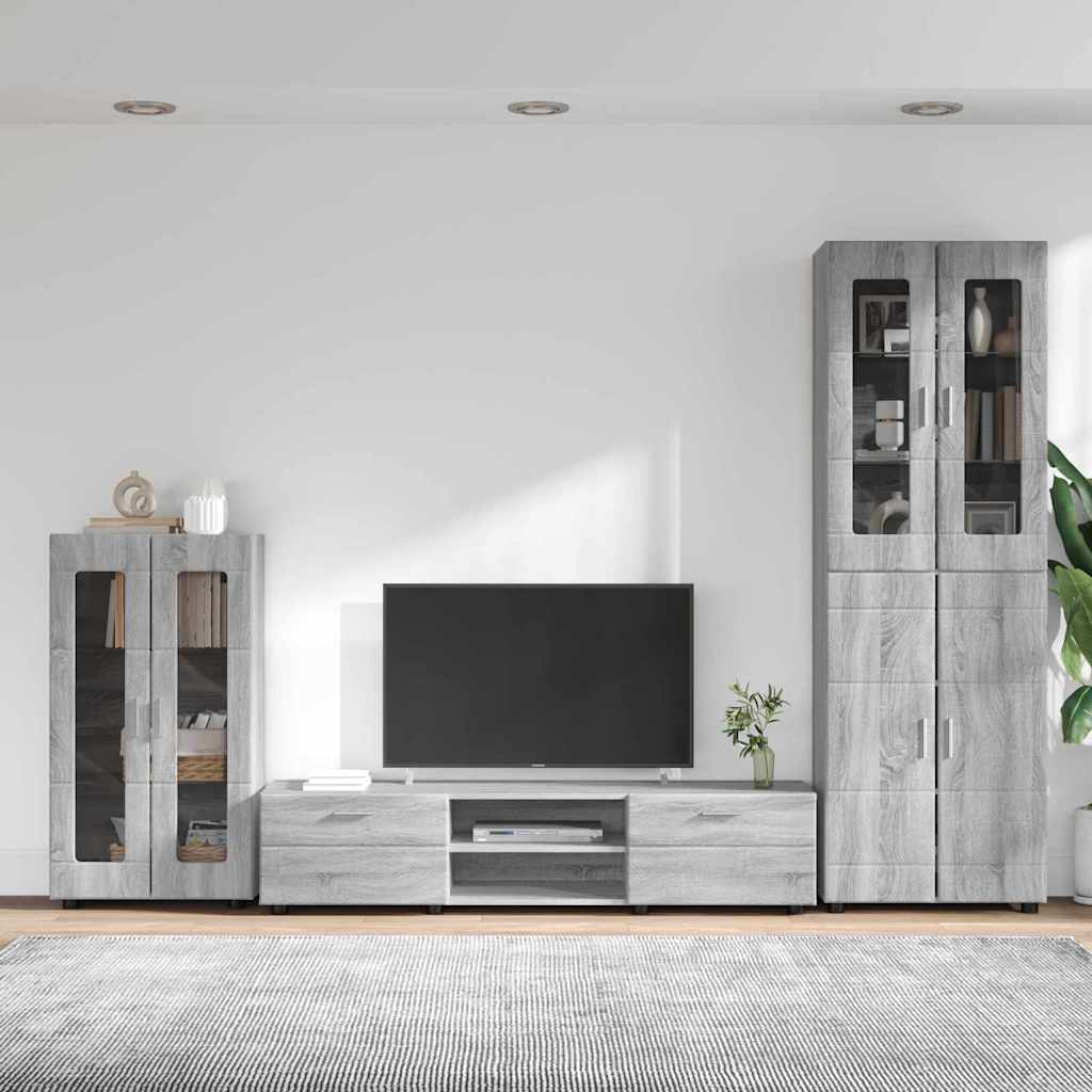 vidaXL Σετ επίπλου τηλεόρασης με συρτάρι FLORIN 3 pcs Γκρίζο Σονομα