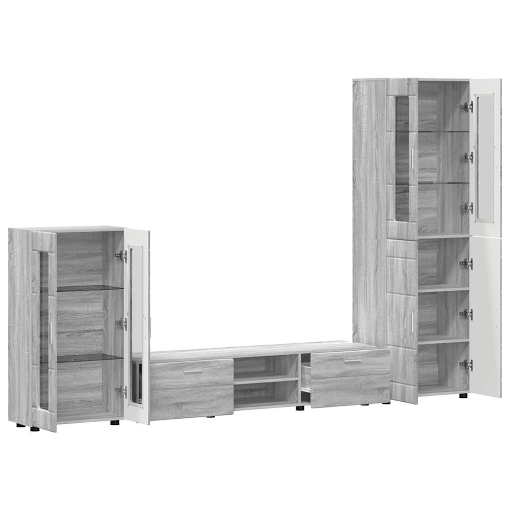 vidaXL Σετ επίπλου τηλεόρασης με συρτάρι FLORIN 3 pcs Γκρίζο Σονομα