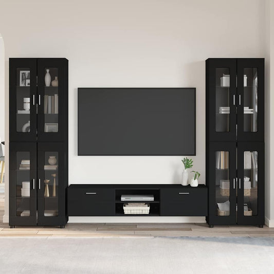 vidaXL Σετ επίπλου τηλεόρασης FLORIN 3 pcs Μαύρο Επεξεργασμένο ξύλο