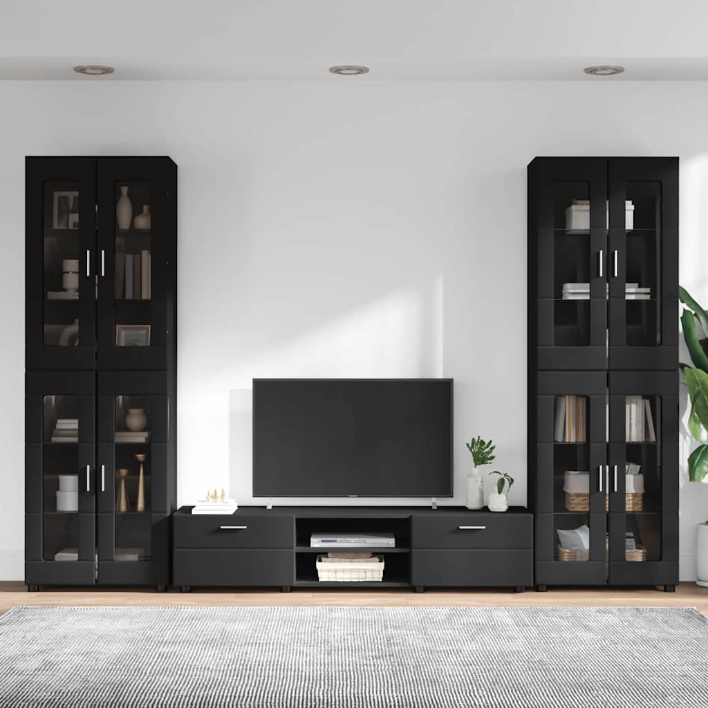 vidaXL Σετ επίπλου τηλεόρασης FLORIN 3 pcs Μαύρο Επεξεργασμένο ξύλο