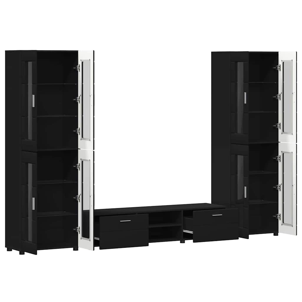 vidaXL Σετ επίπλου τηλεόρασης FLORIN 3 pcs Μαύρο Επεξεργασμένο ξύλο