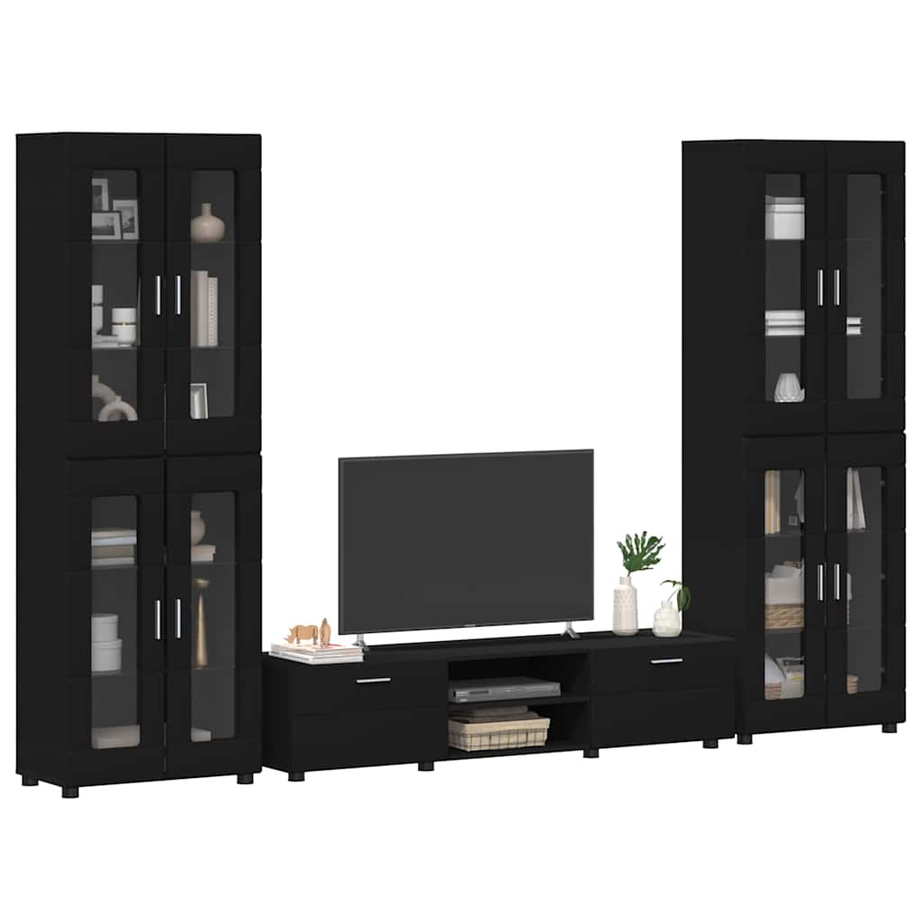 vidaXL Σετ επίπλου τηλεόρασης FLORIN 3 pcs Μαύρο Επεξεργασμένο ξύλο