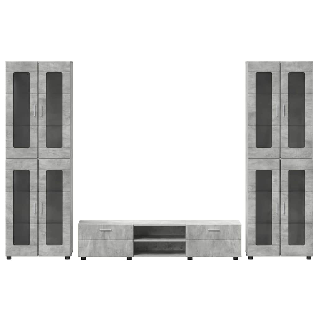 vidaXL Σετ επίπλου τηλεόρασης Σκυρόδεμα Γκρι Επεξεργασμένο ξύλο