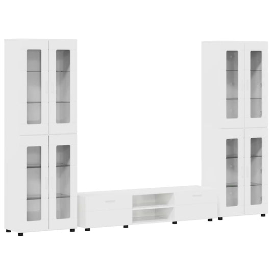 vidaXL Σετ επίπλου τηλεόρασης Υψηλής γυαλάδας λευκό Επεξεργασμένο ξύλο