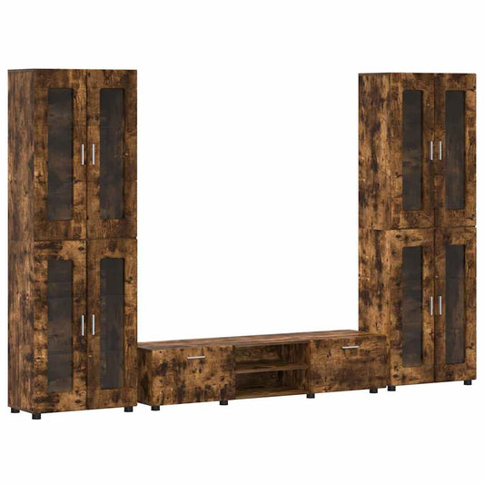vidaXL Σετ επίπλου τηλεόρασης FLORIN Καπνιστό Δρύς Επεξεργασμένο ξύλο