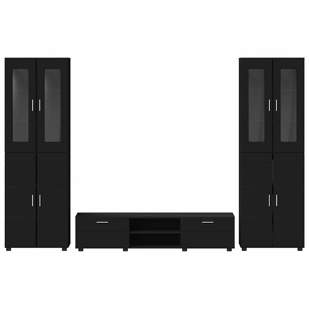 vidaXL Σετ επίπλου τηλεόρασης FLORIN 3 pcs Μαύρο Επεξεργασμένο ξύλο