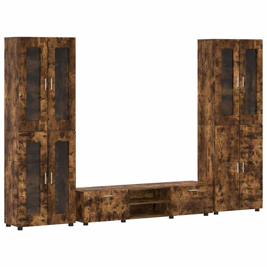 vidaXL Σετ επίπλου τηλεόρασης με ράφι Καπνιστό Δρύς Επεξεργασμένο ξύλο