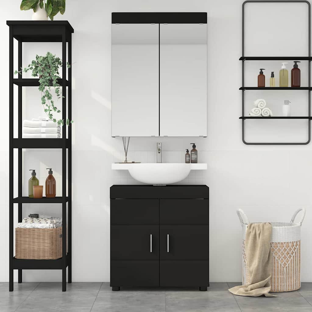 vidaXL Σετ Επίπλων Μπάνιου TULUM 2 τμχ. Μαύρο 60 x 34 x 63 εκ