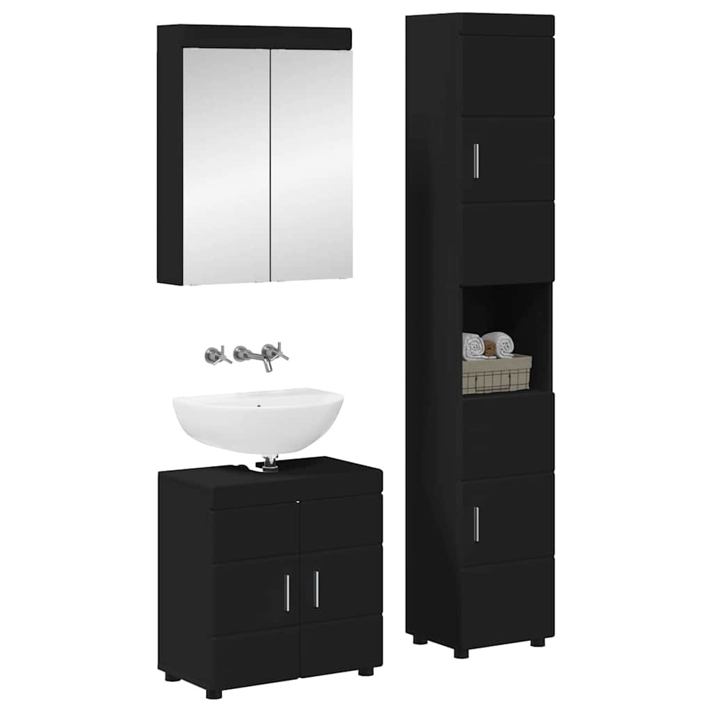 vidaXL Σετ Επίπλων Μπάνιου TULUM 3 τμχ. Μαύρο 60 x 34 x 63 εκ