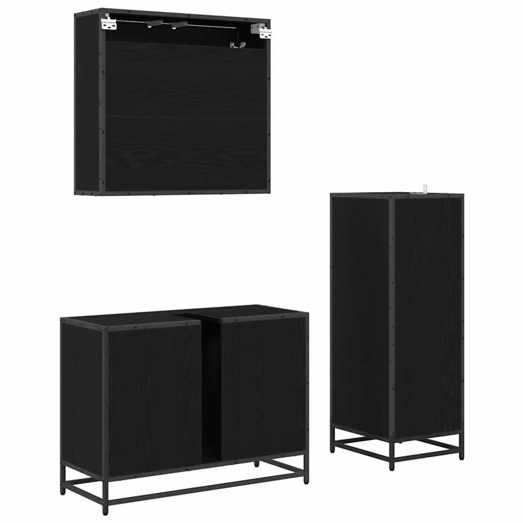 vidaXL Σετ Επίπλων Μπάνιου με συρτάρι 3 pcs Μαύρη δρυς 80 x 33 x 60 εκ