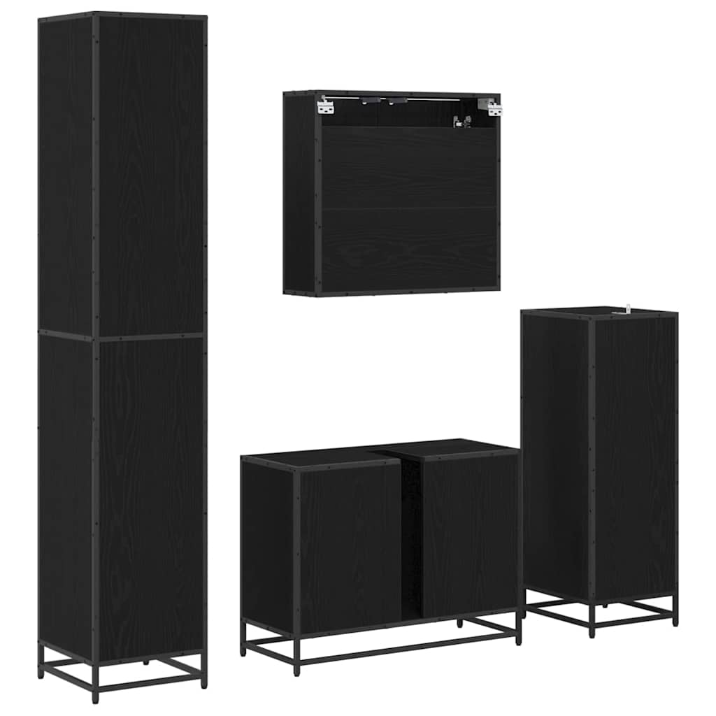 vidaXL Σετ Επίπλων Μπάνιου με συρτάρι 4 pcs Μαύρη δρυς 80 x 33 x 60 εκ