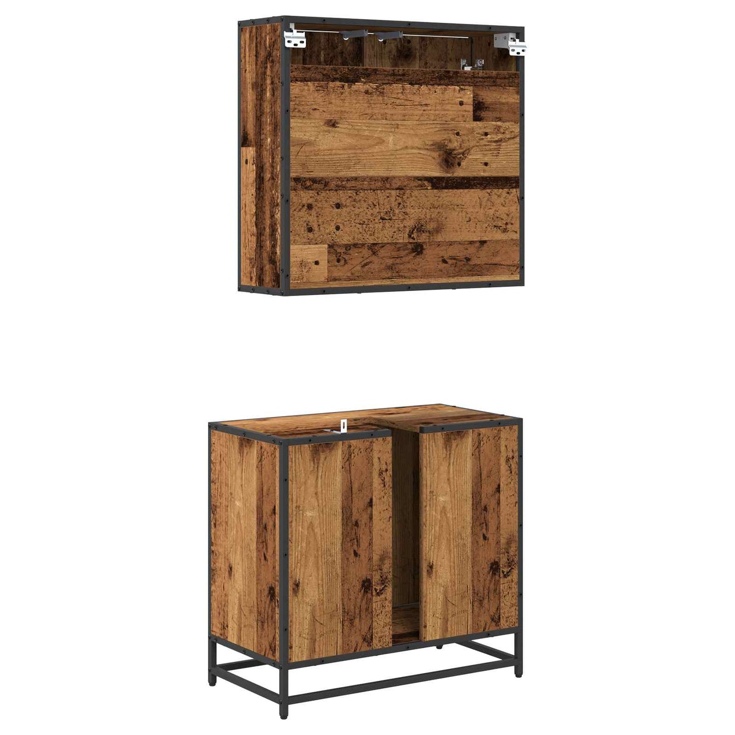 vidaXL Σετ Επίπλων Μπάνιου 2 τμχ. Παλιό Ξύλο 65 x 33 x 60 εκ