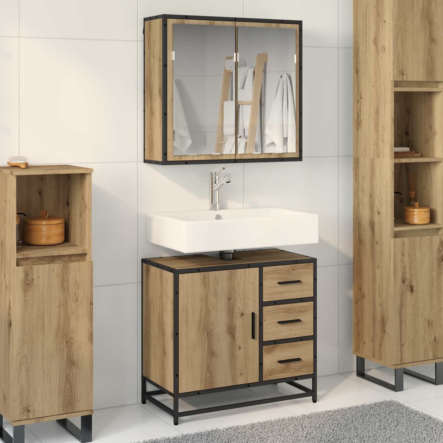 vidaXL Σετ Επίπλων Μπάνιου 2 τμχ. Artisan Oak 65 x 33 x 60 εκ