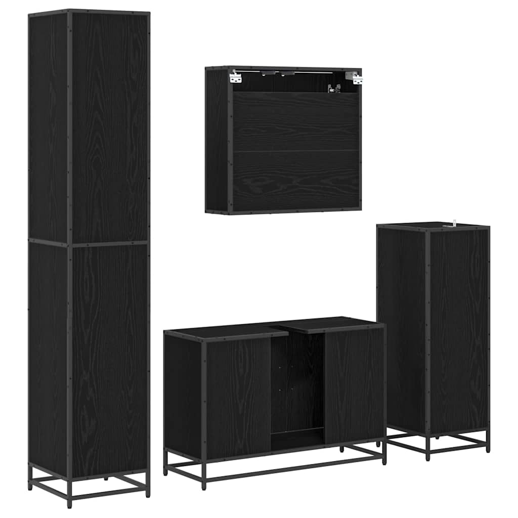 vidaXL Σετ Επίπλων Μπάνιου Επιτοίχιο 4 pcs Μαύρη δρυς 90 x 33 x 60 εκ.