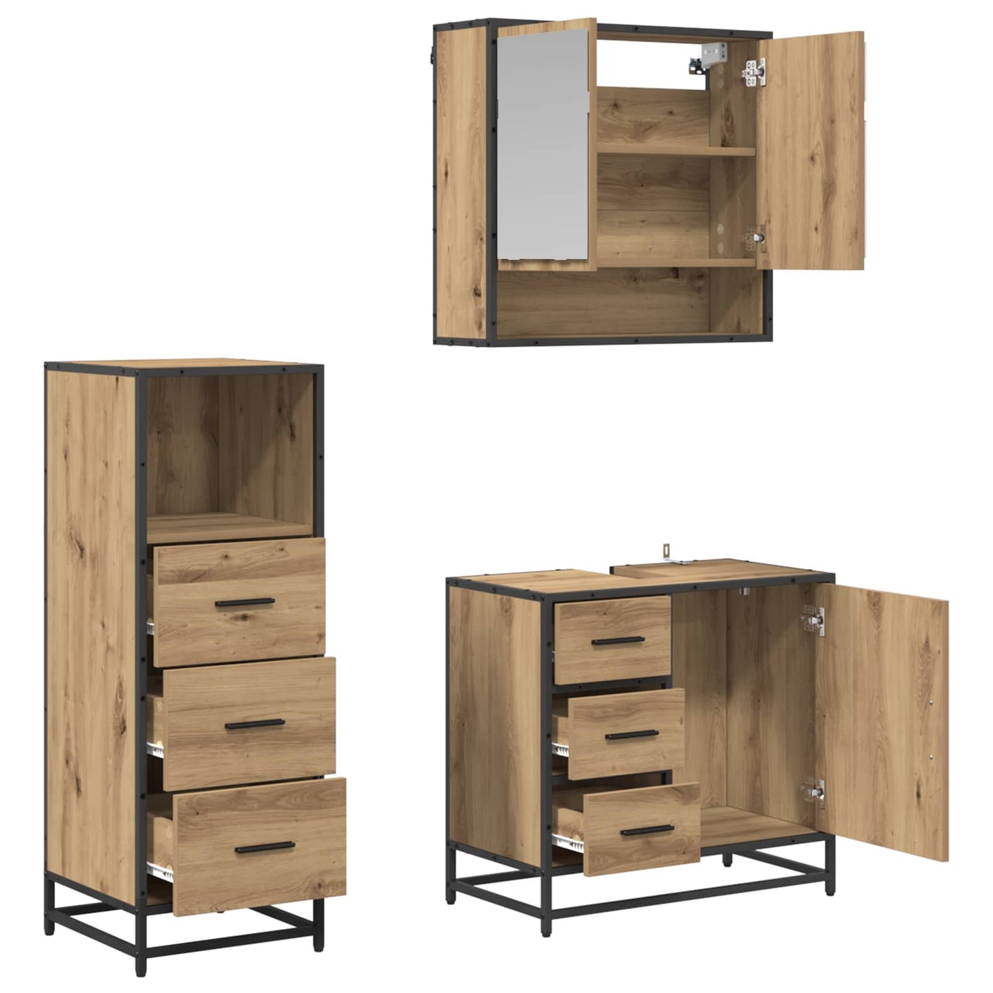 vidaXL Σετ Επίπλων Μπάνιου 3 τμχ. Artisan Oak 65 x 33 x 60 εκ