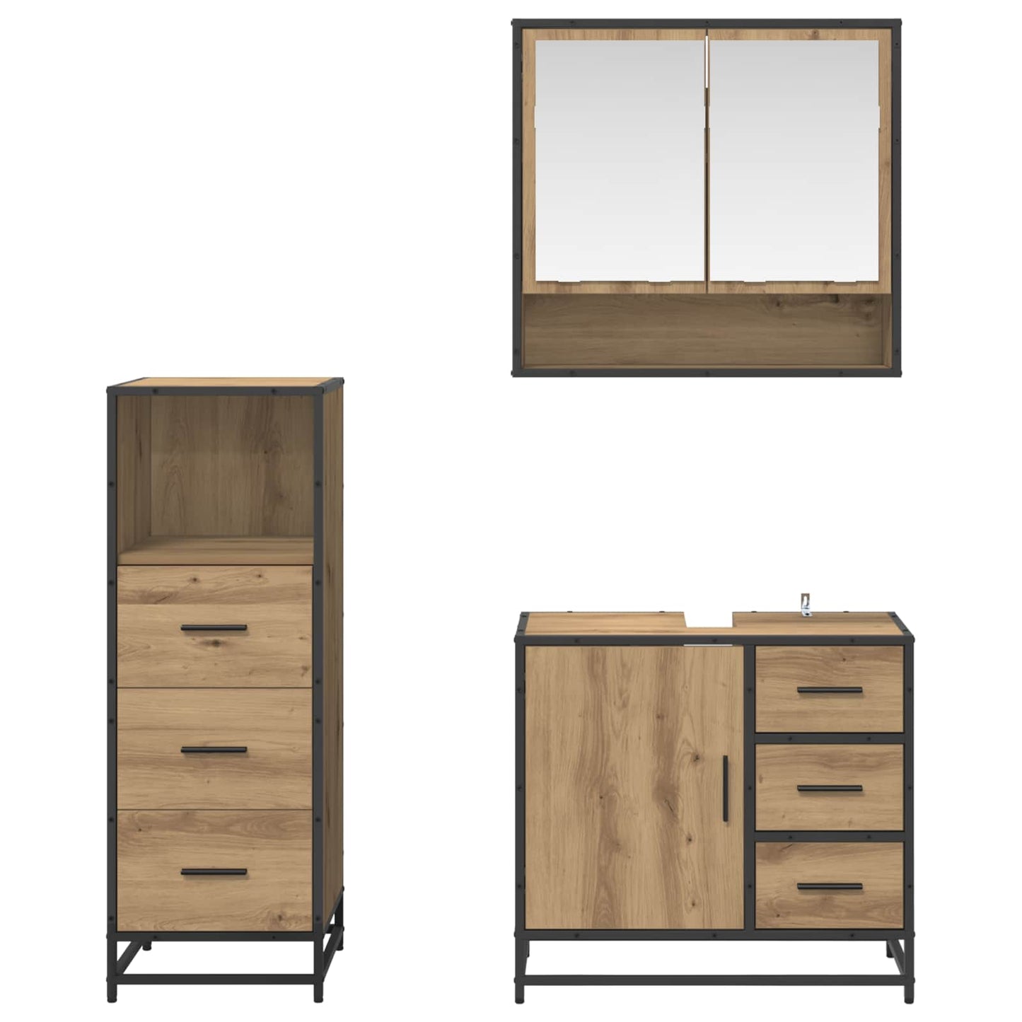vidaXL Σετ Επίπλων Μπάνιου 3 τμχ. Artisan Oak 65 x 33 x 60 εκ