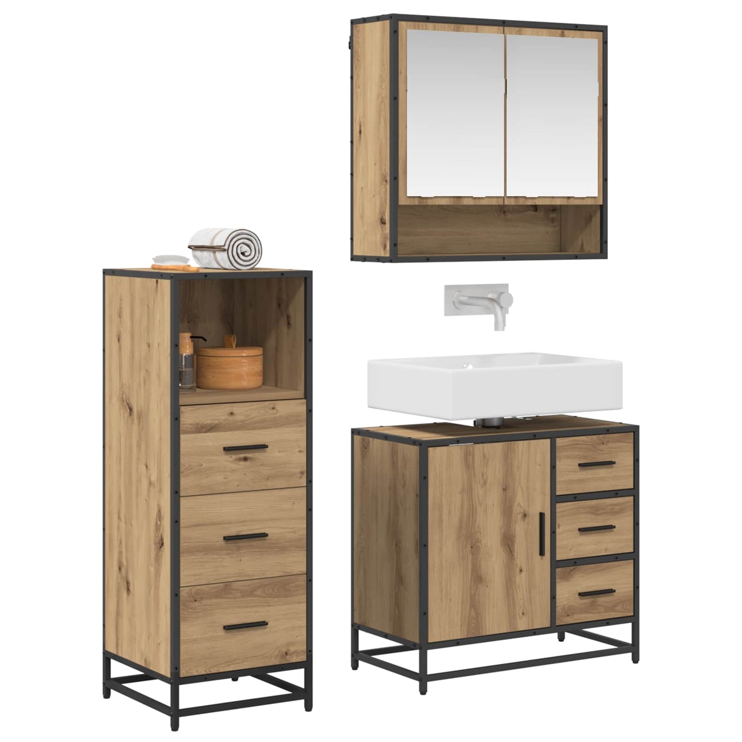 vidaXL Σετ Επίπλων Μπάνιου 3 τμχ. Artisan Oak 65 x 33 x 60 εκ