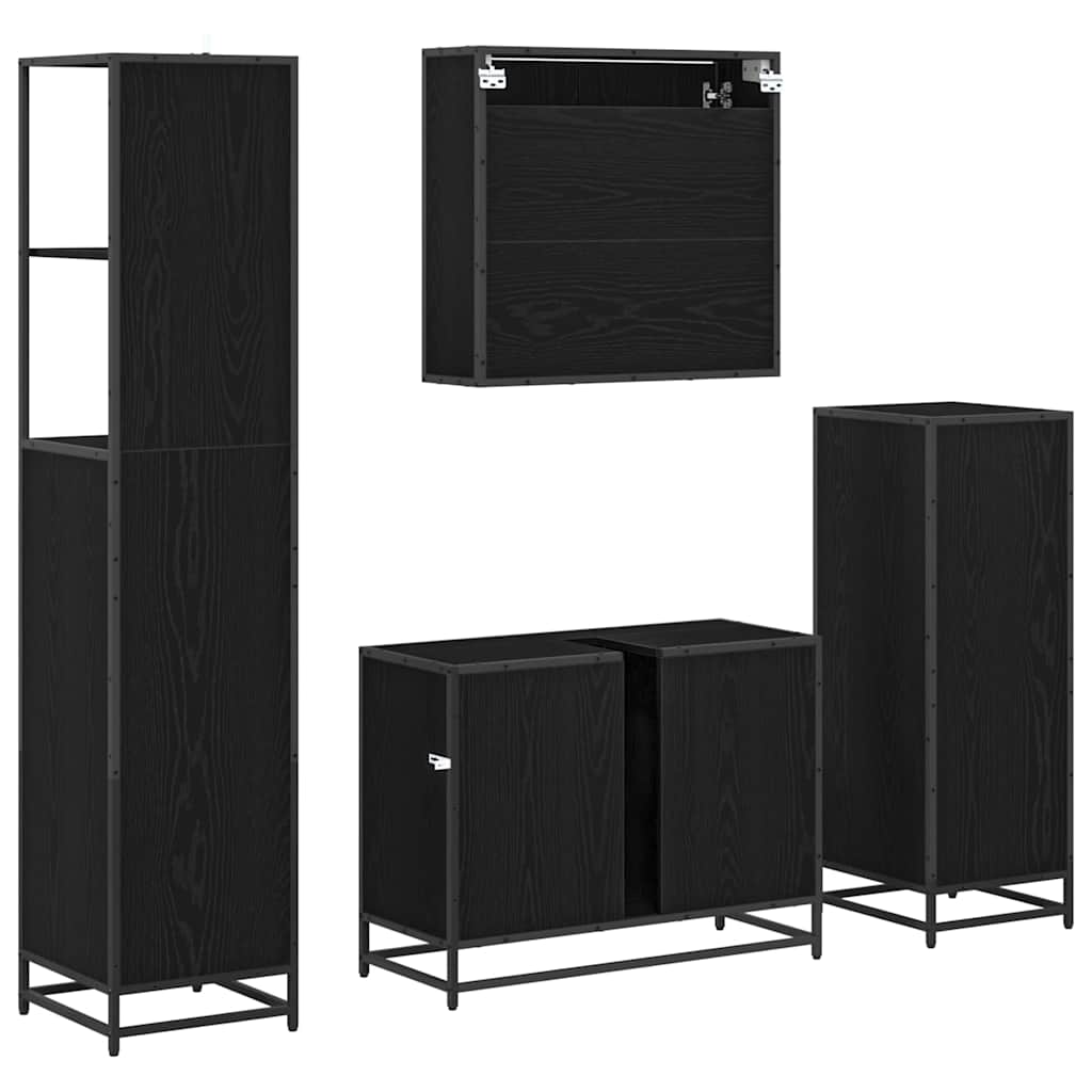 vidaXL Σετ Επίπλων Μπάνιου με συρτάρι 4 pcs Μαύρη δρυς 80 x 33 x 60 εκ