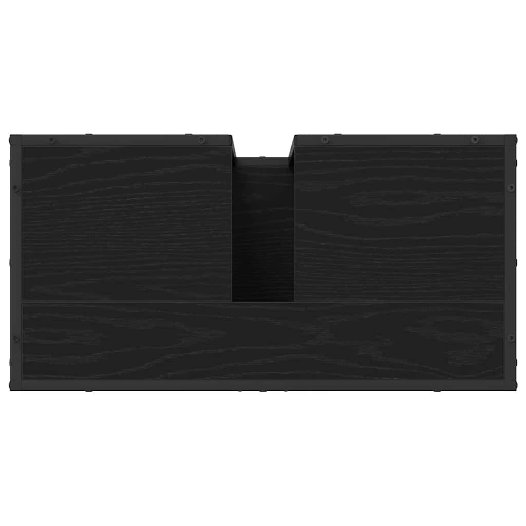 vidaXL Σετ Επίπλων Μπάνιου με ράφι 2 pcs Μαύρη Οξυά Επεξεργασμένο ξύλο