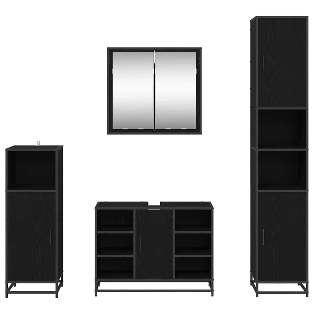 vidaXL Σετ Επίπλων Μπάνιου Επιτοίχιο 4 pcs Μαύρη δρυς 80 x 33 x 60 εκ