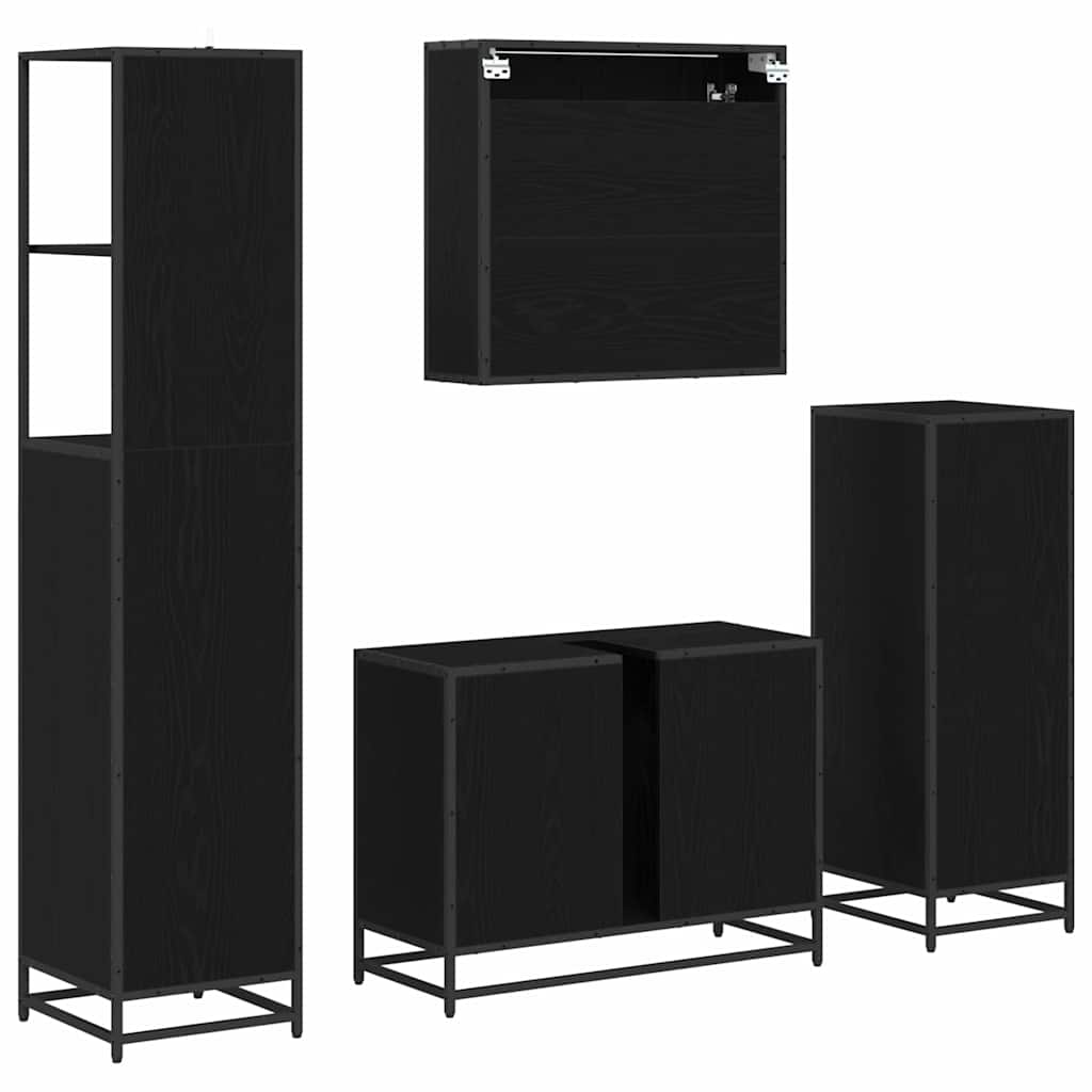 vidaXL Σετ Επίπλων Μπάνιου με συρτάρι 4 pcs Μαύρη δρυς 80 x 33 x 60 εκ