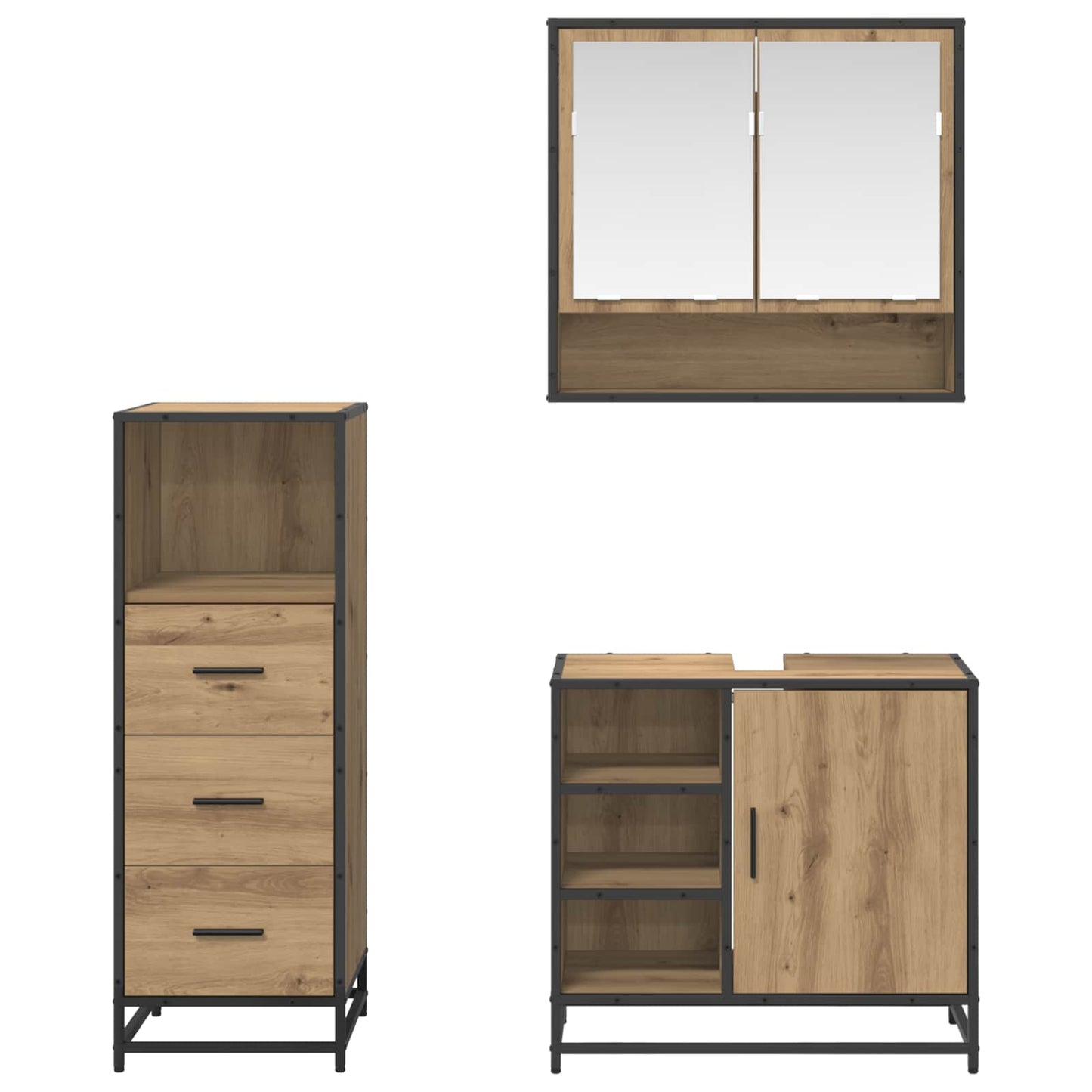 vidaXL Σετ Επίπλων Μπάνιου 3 τμχ. Artisan Oak 65 x 33 x 60 εκ