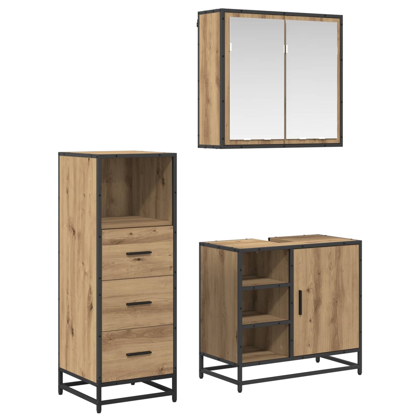 vidaXL Σετ Επίπλων Μπάνιου 3 τμχ. Artisan Oak 65 x 33 x 60 εκ