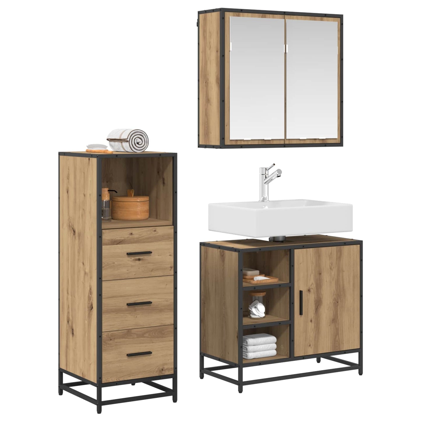 vidaXL Σετ Επίπλων Μπάνιου 3 τμχ. Artisan Oak 65 x 33 x 60 εκ
