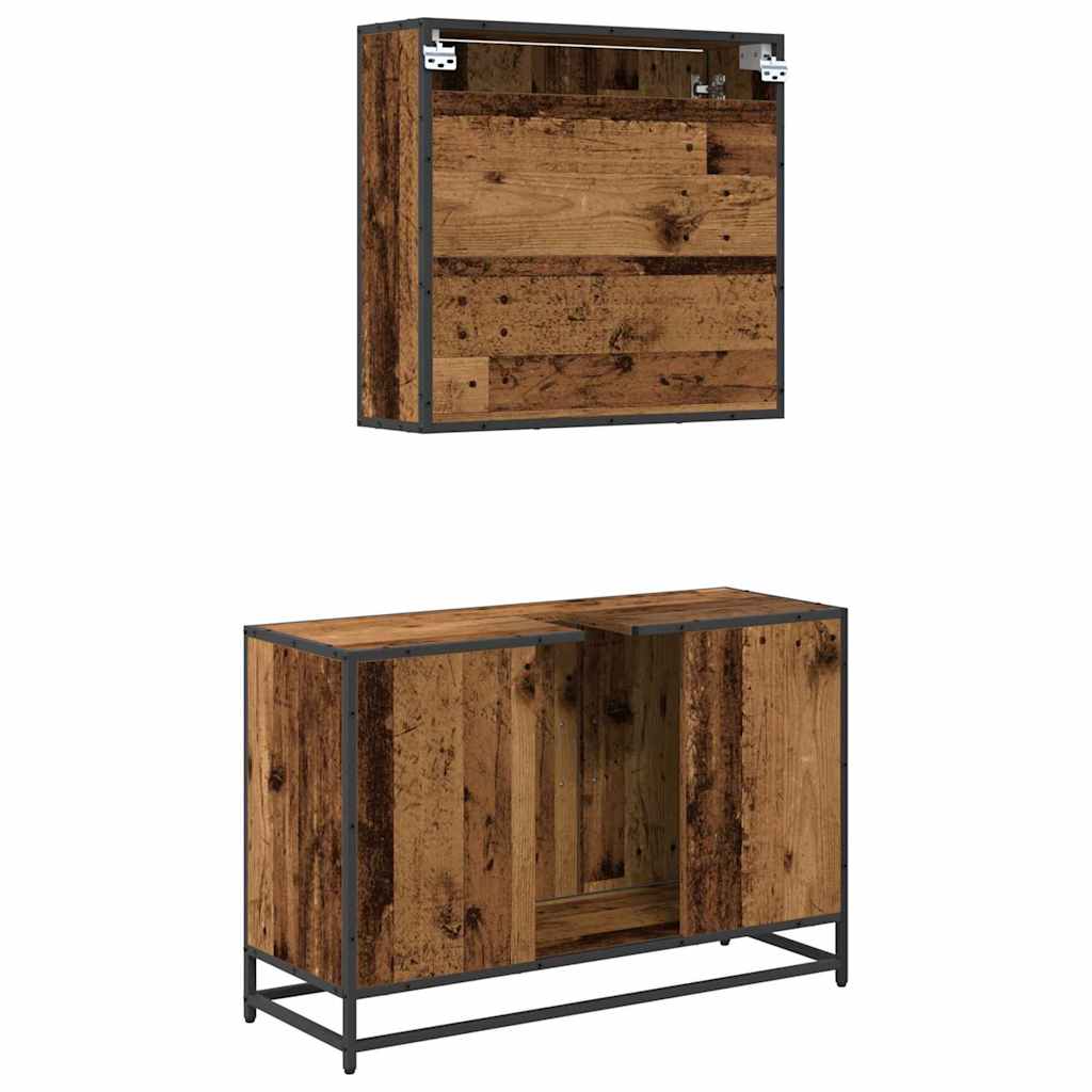 vidaXL Σετ Επίπλων Μπάνιου με ράφι 2 pcs Παλιό Ξύλο Επεξεργασμένο ξύλο