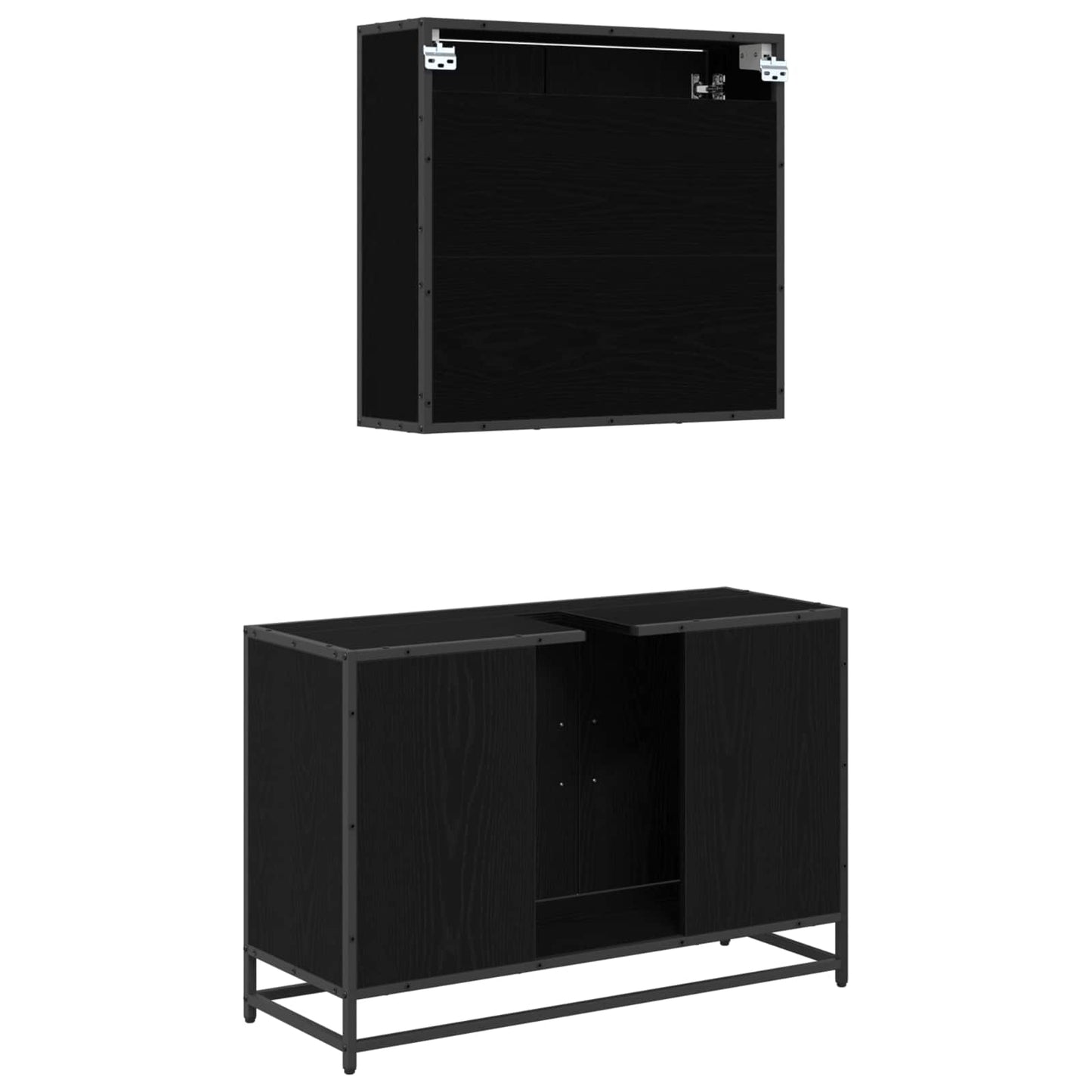 vidaXL Σετ Επίπλων Μπάνιου 2 τμχ. Μαύρη Οξυά 90 x 33 x 60 εκ.