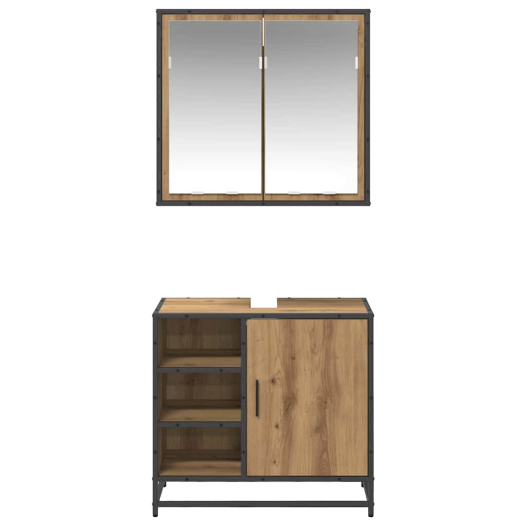 vidaXL Σετ Επίπλων Μπάνιου με πόρτα 2 pcs artisan δρυς 65 x 33 x 60 εκ