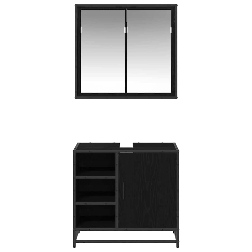 vidaXL Σετ Επίπλων Μπάνιου Επιτοίχιο 2 pcs Μαύρη δρυς 65 x 33 x 60 εκ