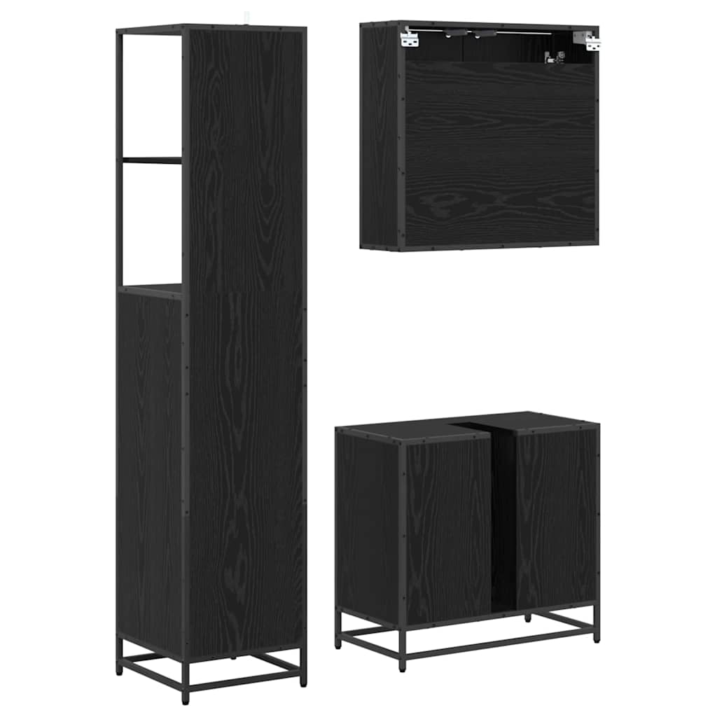 vidaXL Σετ Επίπλων Μπάνιου με συρτάρι 3 pcs Μαύρη δρυς 65 x 33 x 60 εκ
