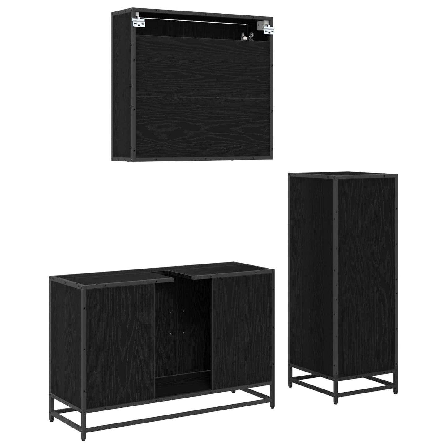vidaXL Σετ Επίπλων Μπάνιου 3 τμχ. Μαύρη Οξυά 90 x 33 x 60 εκ.