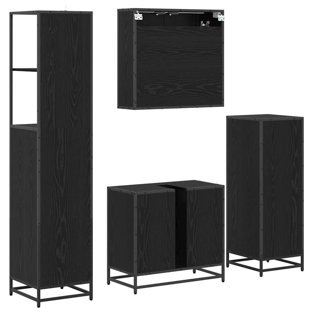 vidaXL Σετ Επίπλων Μπάνιου με συρτάρι 4 pcs Μαύρη δρυς 65 x 33 x 60 εκ