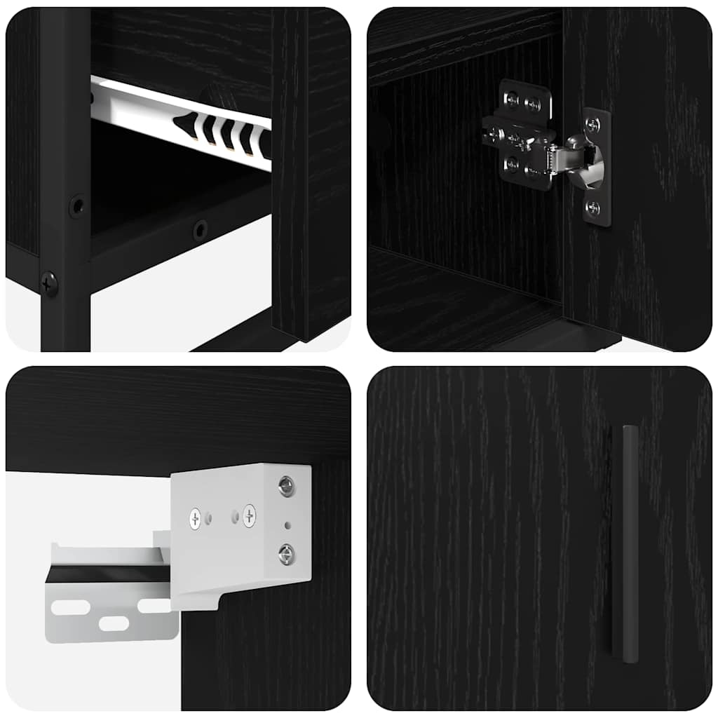 vidaXL Σετ Επίπλων Μπάνιου Επιτοίχιο 3 pcs Μαύρη δρυς 80 x 33 x 60 εκ