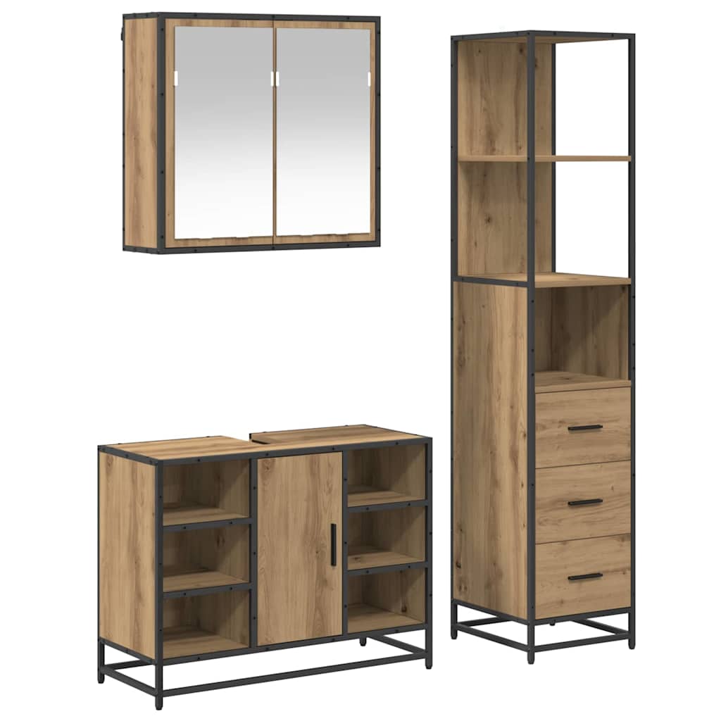 vidaXL Σετ Επίπλων Μπάνιου 3 τμχ. Artisan Oak 80 x 33 x 60 εκ