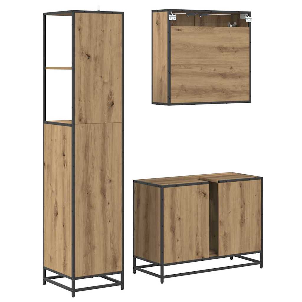 vidaXL Σετ Επίπλων Μπάνιου 3 τμχ. Artisan Oak 80 x 33 x 60 εκ