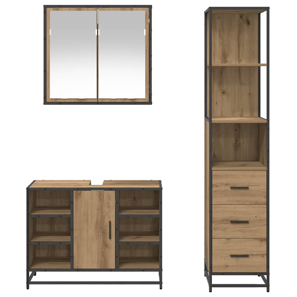 vidaXL Σετ Επίπλων Μπάνιου 3 τμχ. Artisan Oak 80 x 33 x 60 εκ